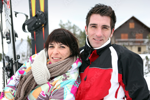 Photo: Couple on a skiing holiday Couple on a skiing holiday