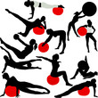 pilates women silhouettes - vector
