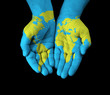 Photo: Map painted on hands Map painted on hands
