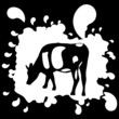 sign of grazing cows in red on a white background.
