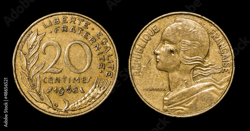 Photo: Antique coin of 20 centimes Antique coin of 20 centimes