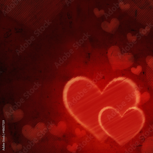 Illustration: beige striped hearts on old paper beige striped hearts on old paper