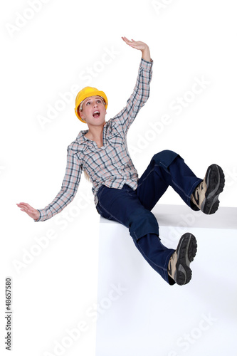 Photo: craftswoman falling down craftswoman falling down