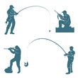 Fisherman and hunter silhouettes