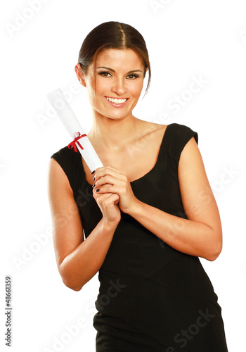 Photo: Beautiful woman student with diploma Beautiful woman student with diploma