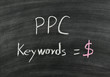 PPC,pay per click written on blackboard