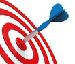 Blue Dart on Red Target Close-up