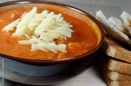 Photo: Fresh Homemade Tomato Soup with Pasta Fresh Homemade Tomato Soup with Pasta