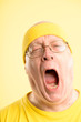 funny man portrait real people high definition yellow background