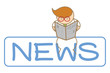 cartoon character of man reading newspaper