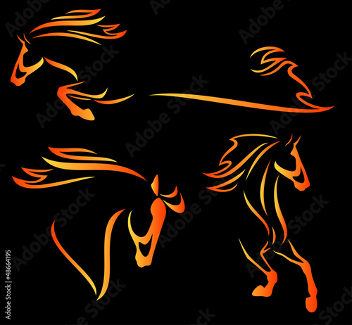 Vector: fire horse design elements fire horse design elements