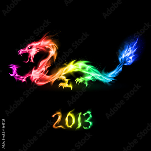 Vector: Fire rainbow Dragon Fire rainbow Dragon