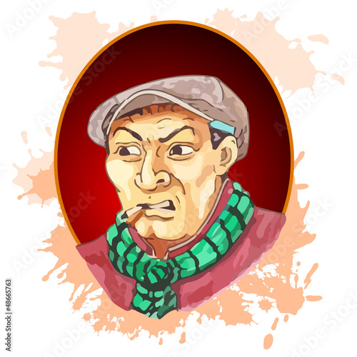 Vector: Mann mit Mütze und Schall Mann mit Mütze und Schall
