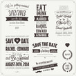 Set of wedding invitation vintage typographic design elements