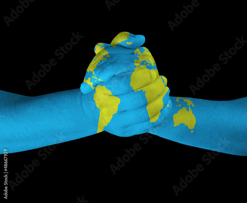 Photo: Map painted on hands Map painted on hands