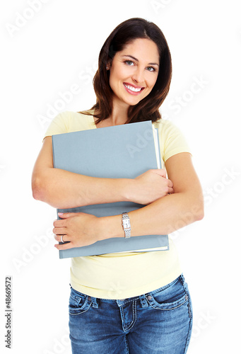 Photo: Young woman student with the book. Young woman student with the book.