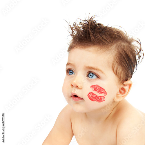 Photo: Baby boy with kiss Baby boy with kiss
