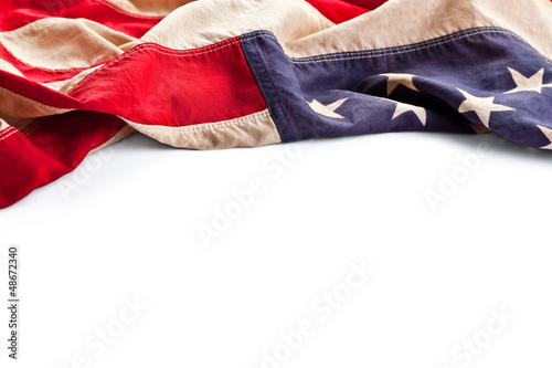 Photo: Vintage American flag border isolated on white background Vintage American flag border isolated on white background