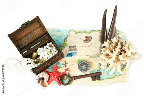 Photo: map of treasures isolated on white map of treasures isolated on white