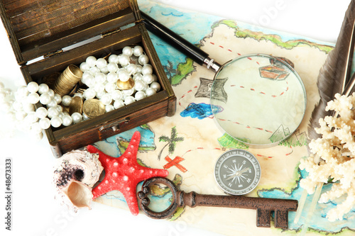 Photo: map of treasures isolated on white map of treasures isolated on white