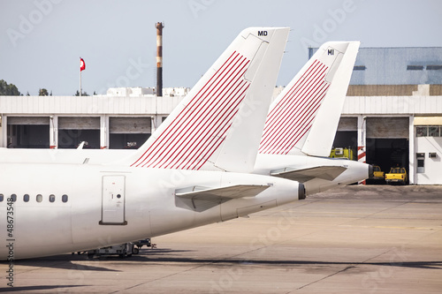 Photo: airplane tail in Tunis airport. airplane tail in Tunis airport.