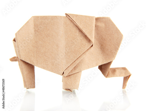 Photo: Origami elephant isolated on white Origami elephant isolated on white