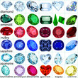 set of precious stones of different cuts and colors