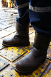Close Up of Man Legs Standing on The Rig Floor