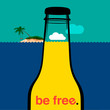 Summer bottle in the sea, vector Eps10 illustration.