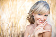 Portrait of beautiful blond bride. Wedding dress.