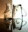 Glass goblets on a colored background