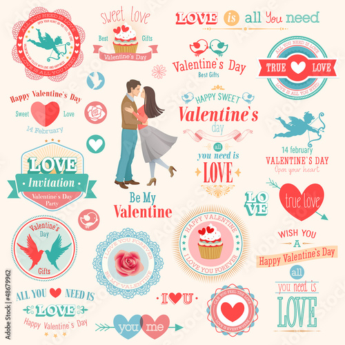 Vector: Valentine`s Day set - labels, emblems and other elements. Valentine`s Day set - labels, emblems and other elements.