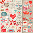 Valentine`s Day set - vintage design elements.