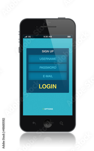 Photo: Modern smartphone with login interface Modern smartphone with login interface