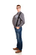 Portrait of young man with big belly