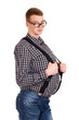 Portrait of young man with big belly