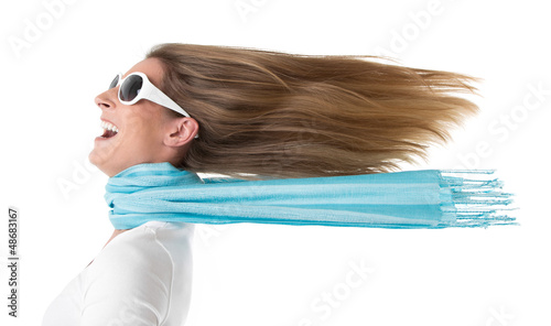 Photo: Haare im Wind - Frau isoliert - Frühlingsgefühle Haare im Wind - Frau isoliert - Frühlingsgefühle