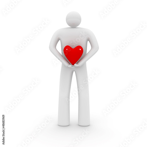 Illustration: Man with heart shape. Man with heart shape.