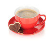 Red coffee cup and chocolate cookies