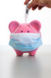 Taking Temperature from a sick Piggy - Swine Flu Concept