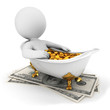 3d white people takes a money bath