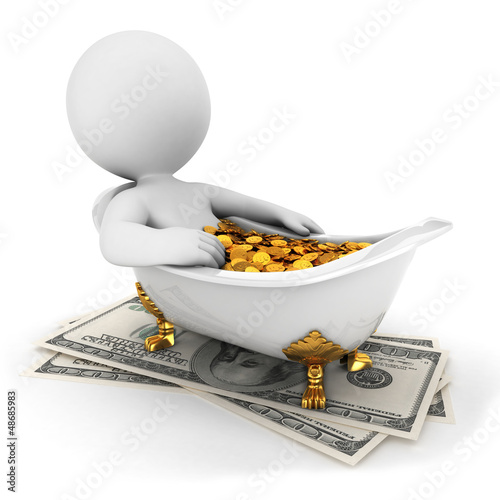 Illustration: 3d white people takes a money bath 3d white people takes a money bath