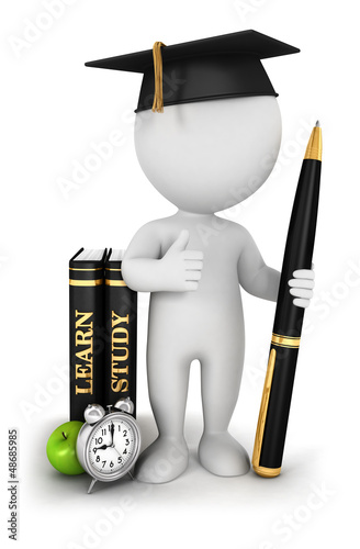 Illustration: 3d white people studious student 3d white people studious student