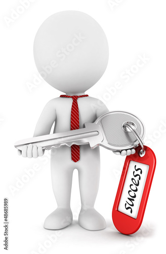 Illustration: 3d white people key to success 3d white people key to success