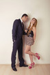 Young man wooing to beaituful woman