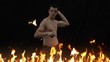 Fire show on black background