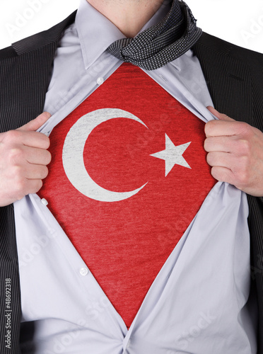 Photo: Business man with Turkish flag t-shirt Business man with Turkish flag t-shirt