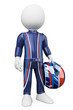 3D white people. Racing driver