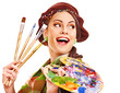 Female artist at work.