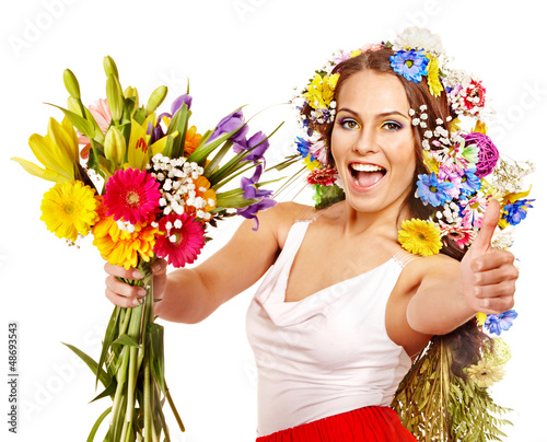 Photo: Close up make up with flower. Close up make up with flower.